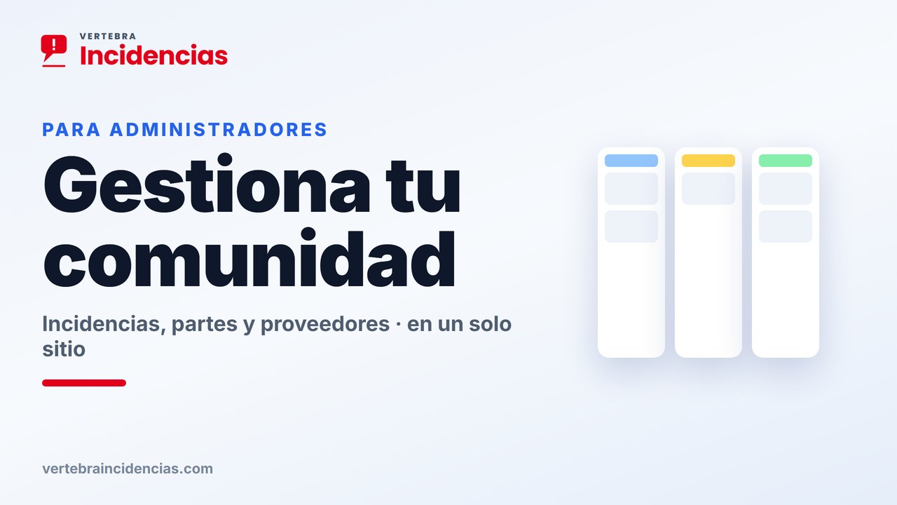Portada del vídeo: tablero de gestión de incidencias para administradores de fincas con las averías repartidas por estado
