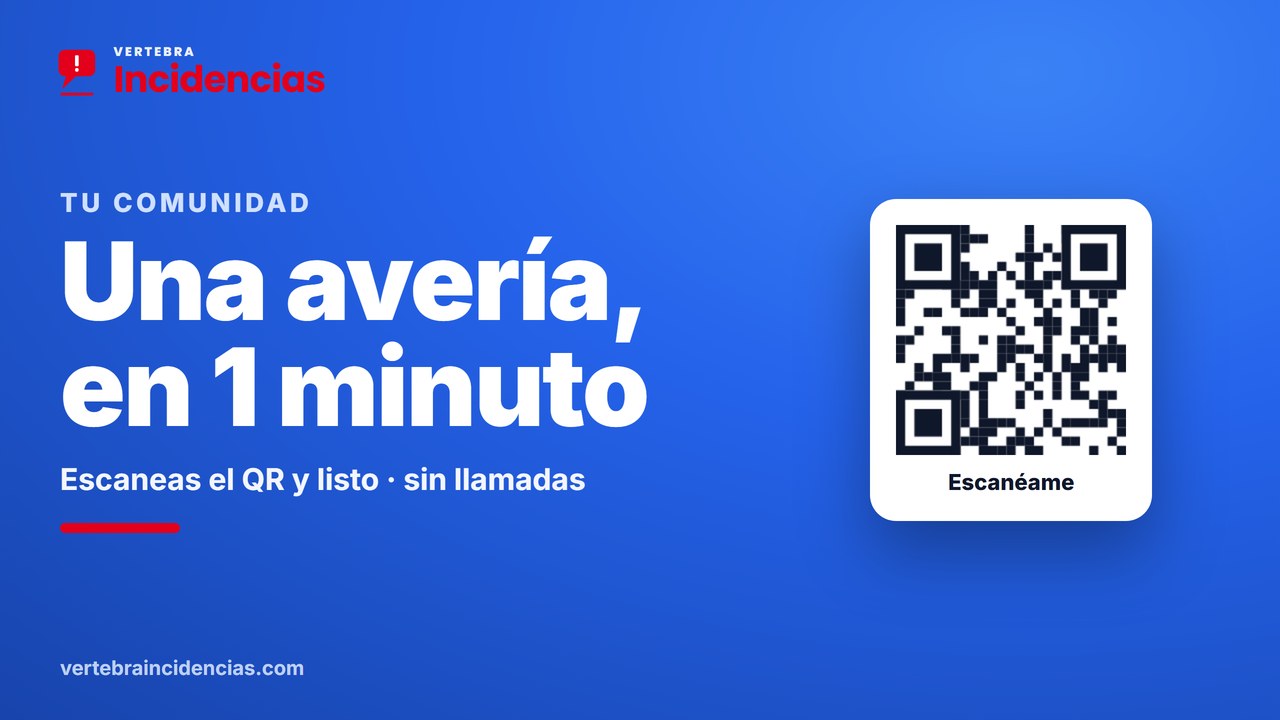Portada del vídeo: el vecino escanea el QR del portal para avisar de una avería a su administrador de fincas